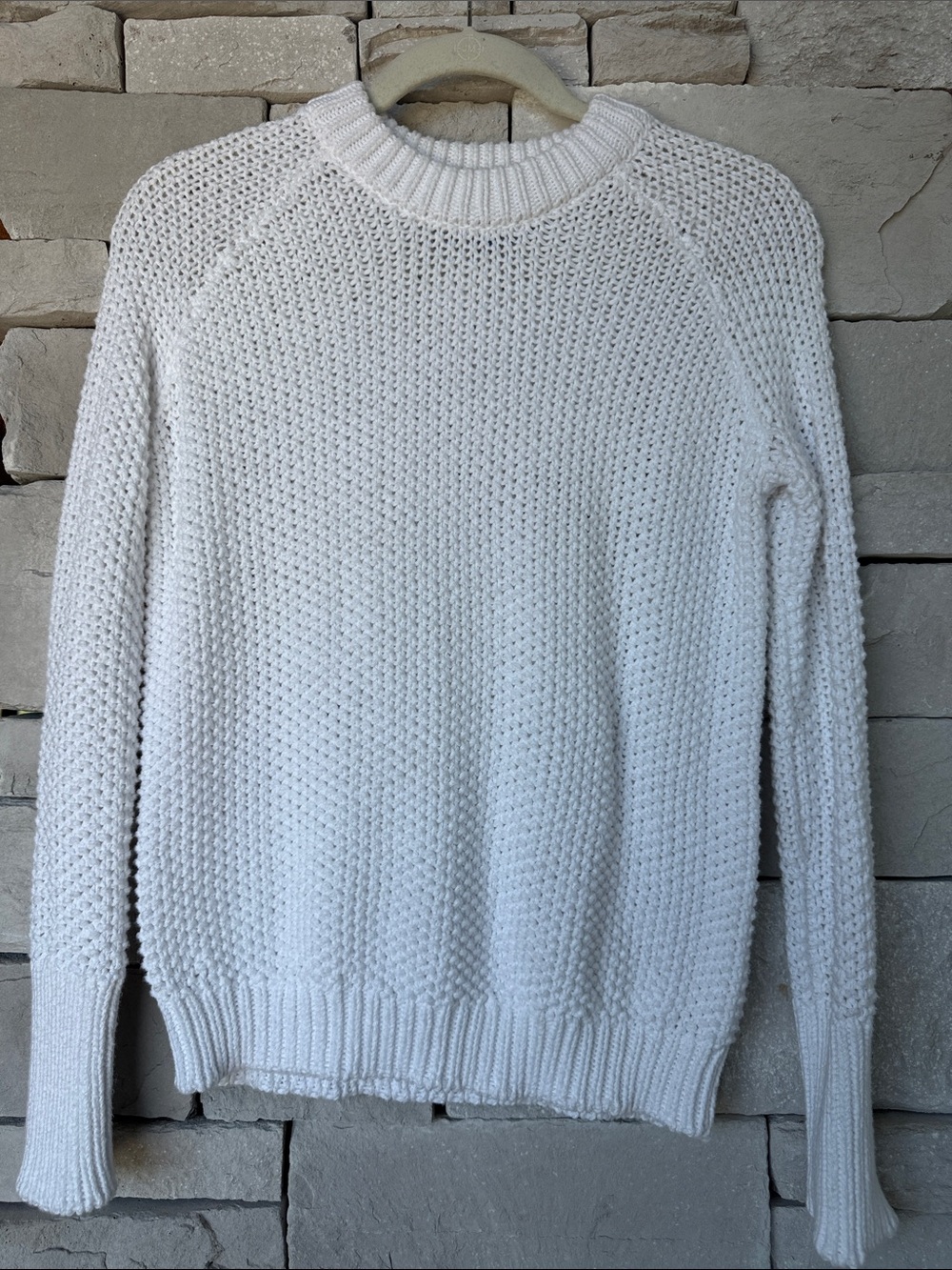 Alice Walk Classic Cotton Crewneck Sweater Size XS — White